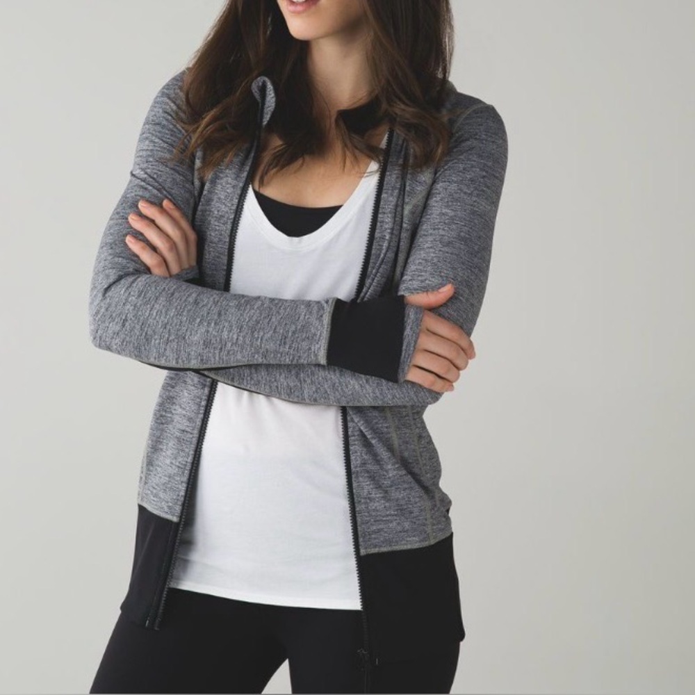 Lululemon Daily Practice Jacket in Space Dye Camo Black Dark Slate /Black Size 8